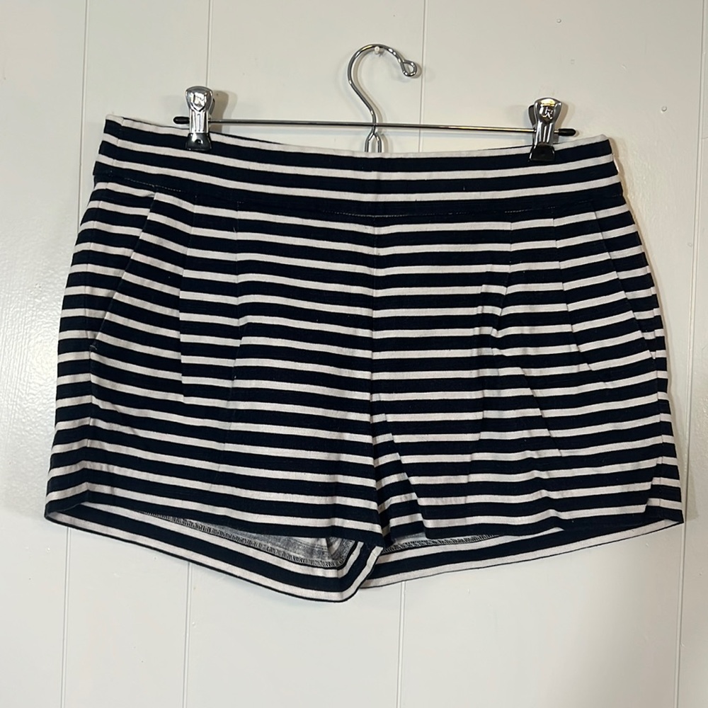 Striped navy and white linen blend j. Crew shorts